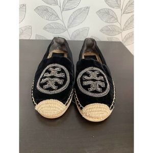 Tory Burch Black Velvet Espadrille, Size 7